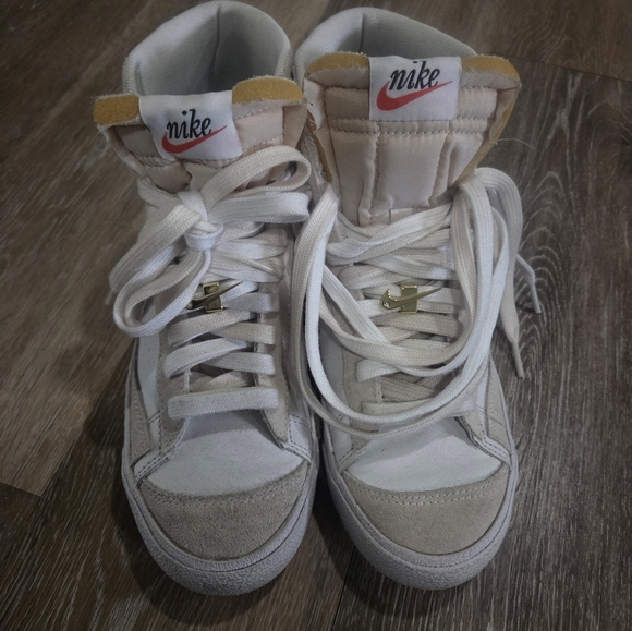 Nike Shoes - Nike White and Tan High-Top Sneakers